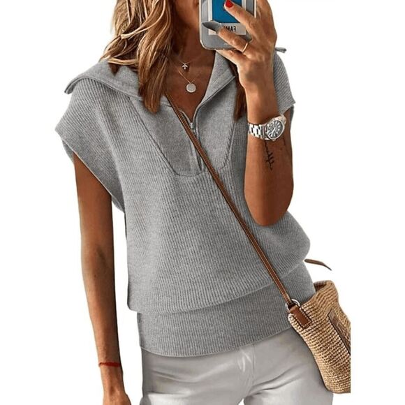 Sleeveless Half Zip Pullover Sweater - 2XL - Picture 1 of 4